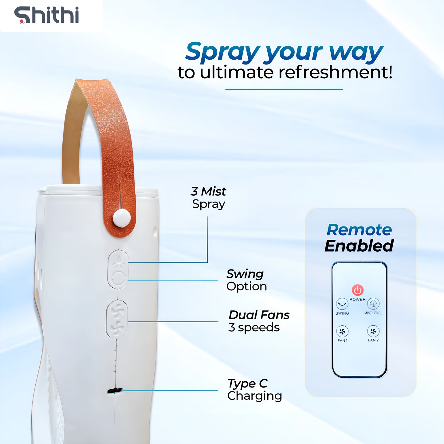 Mini Air Cooler Spray Fan with Mist Humidifier