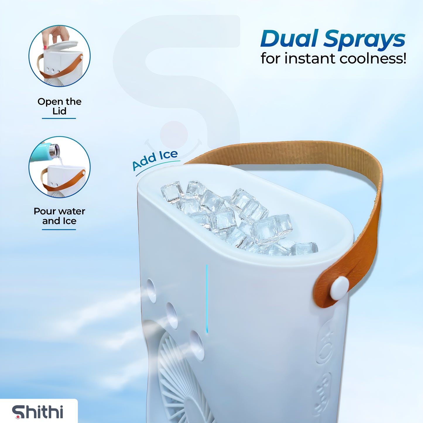 Mini Air Cooler Spray Fan with Mist Humidifier