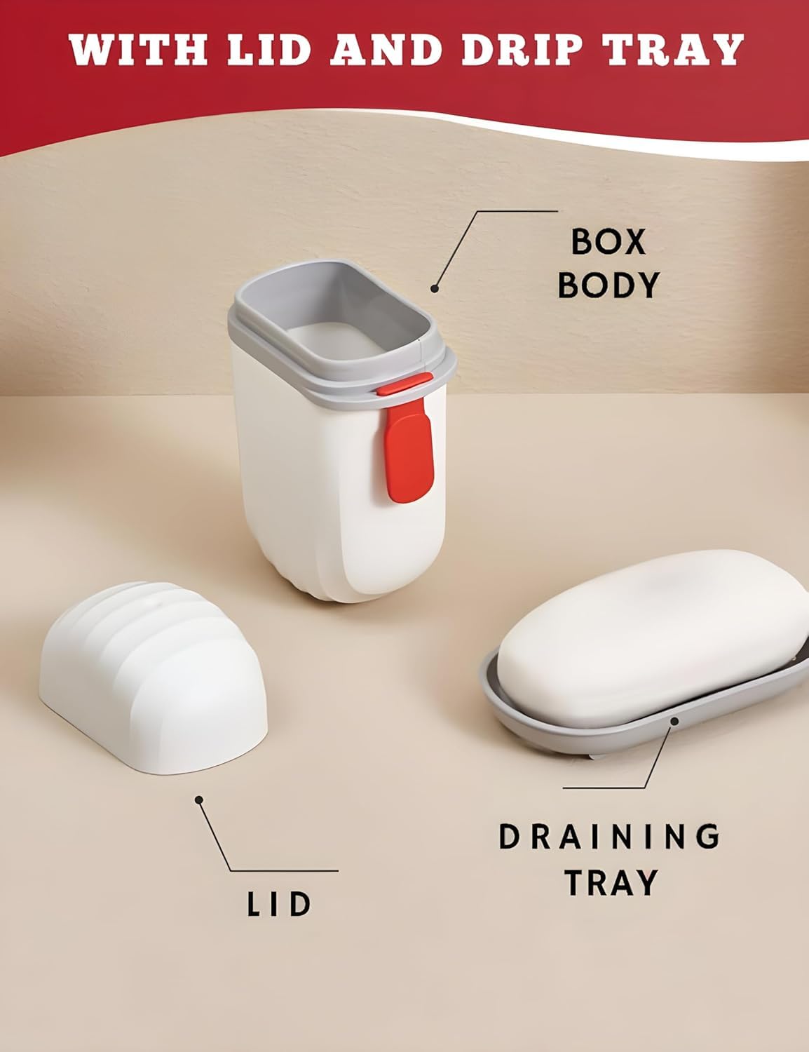 Travel Soap Case Box - Leakproof, Drainable & Lockable Soap Holder for Home, Gym & Travel