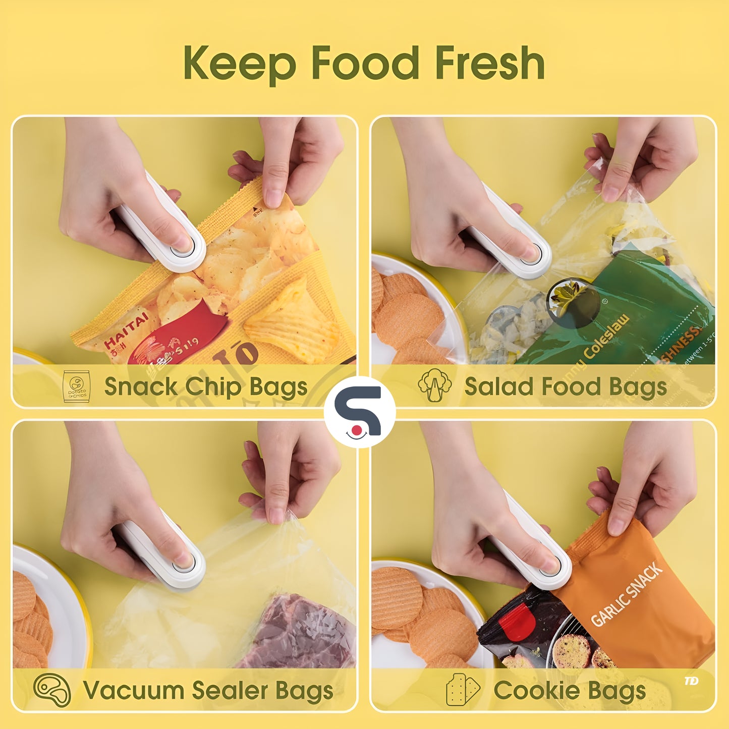 Portable Mini Sealer For Plastic Bags Sealing (Rechargeable)