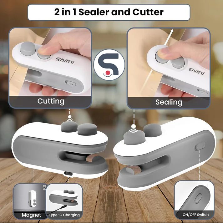 Portable Mini Sealer For Plastic Bags Sealing (Rechargeable)