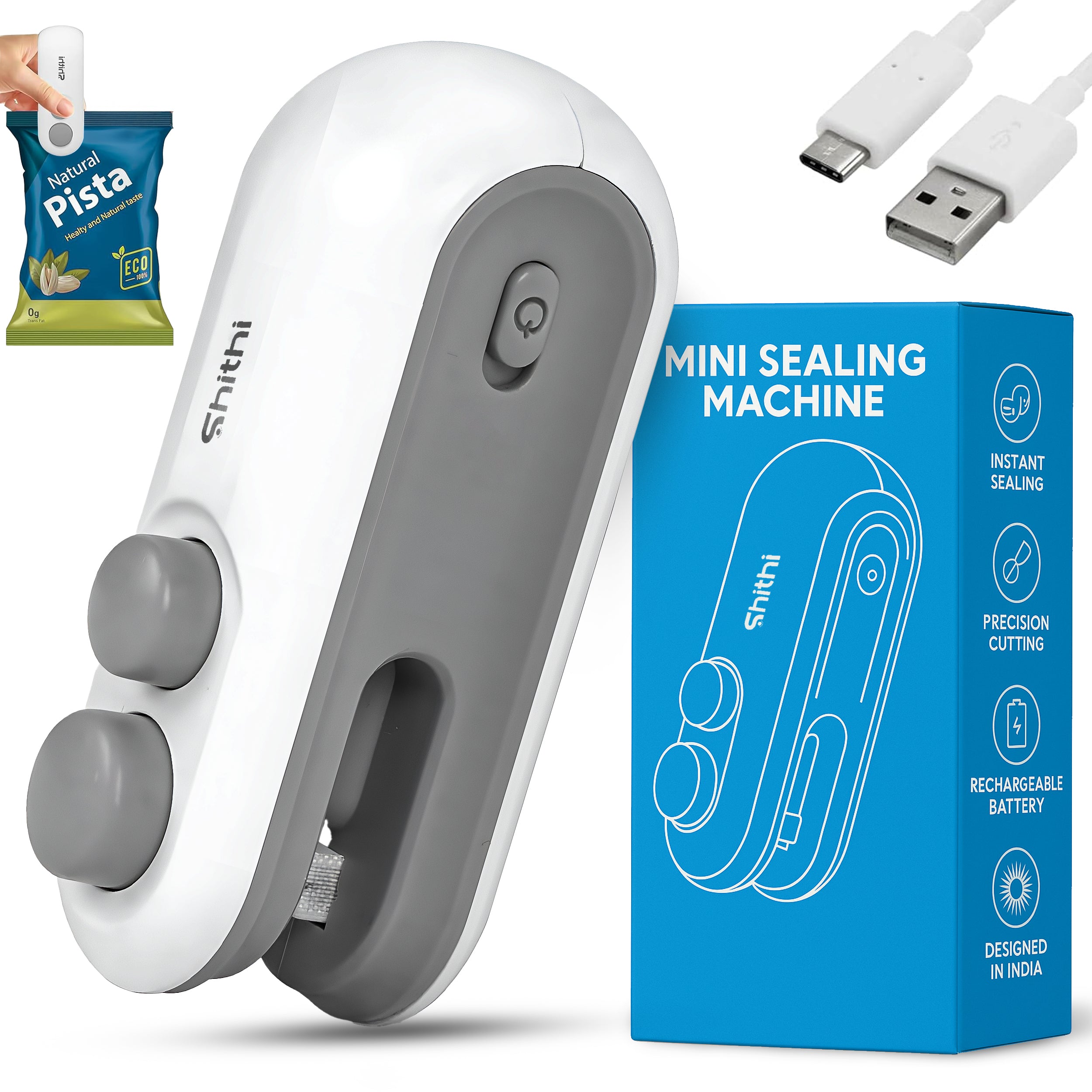 Portable Mini Sealer For Plastic Bags Sealing (Rechargeable)